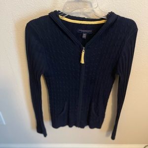 Aeropostale size M, zip up thin cable knit sweater.